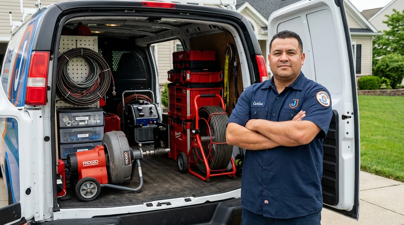 Professional drain cleaning equipment and Johns Plumbing LLC plumber in Williamson
