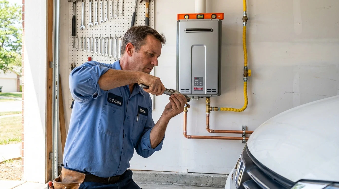 Tankless water heater installation by a Johns Plumbing LLC plumber in Williamson